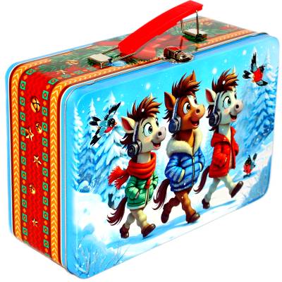 Сладкий новогодний подарок в жестяной упаковке весом 1200 грамм