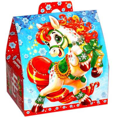 Сладкий новогодний подарок в картонной упаковке весом 300 грам