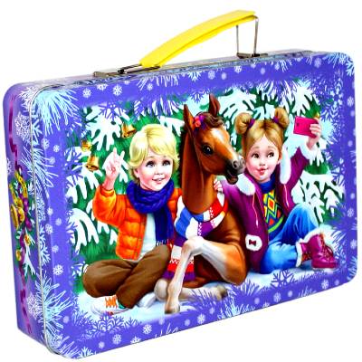 Сладкий подарок на Новый Год в жестяной упаковке весом 600 грамм