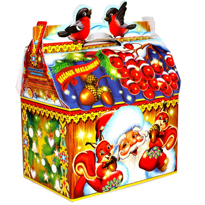 Сладкий новогодний подарок в картонной упаковке весом 1000 грамм