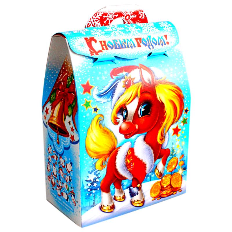 Детский новогодний подарок в картонной упаковке весом 600 грамм